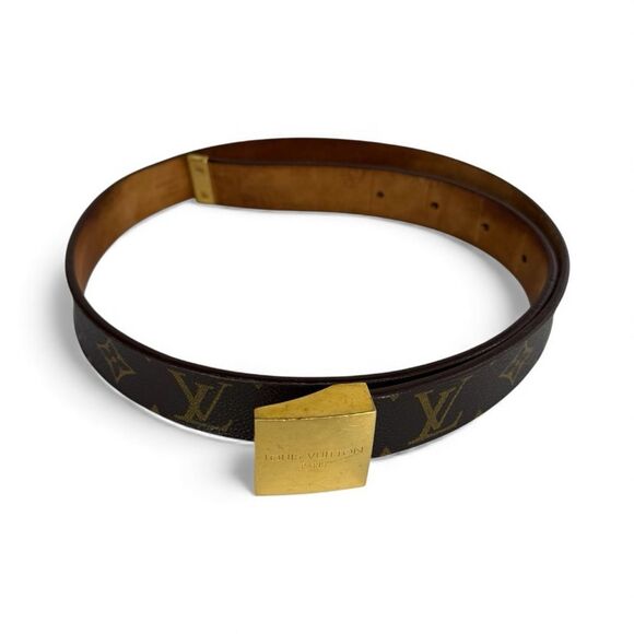 LOUIS VUITTON Gold and Brown LV Monogram Women\'s Belt main image 12